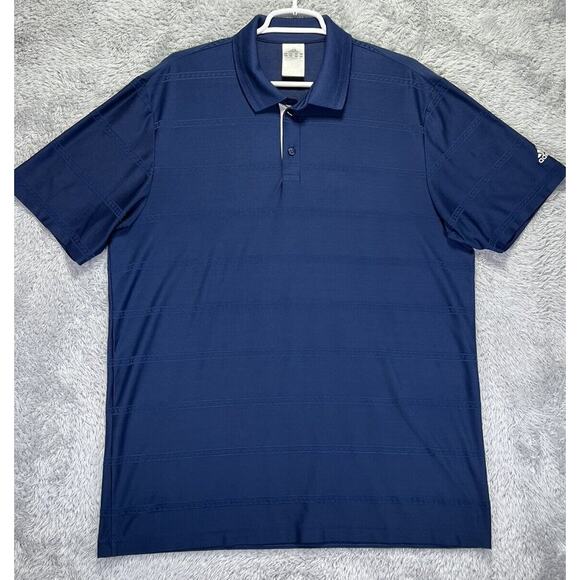 Adidas Shirt Mens Large Blue Climalite Golf Polo Logo Short Sleeve Textured - Picture 1 of 9
